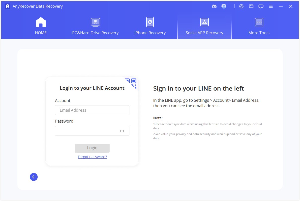 sign in to LINE account on computer