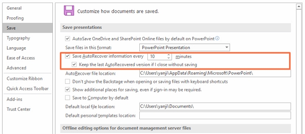 PowerPoint Autorecover