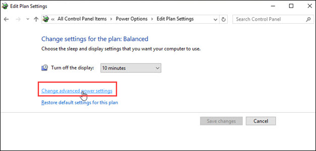 change advanced power settings