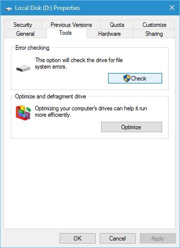 check drive for system errors