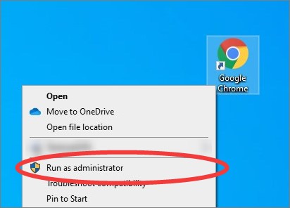 chrome run as administrator