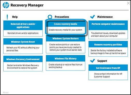 creat recovery media win10