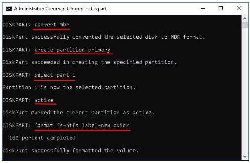 format and label command