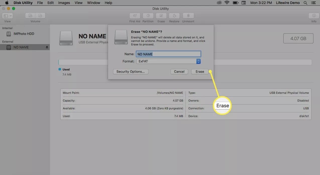 erase camera sd card on mac