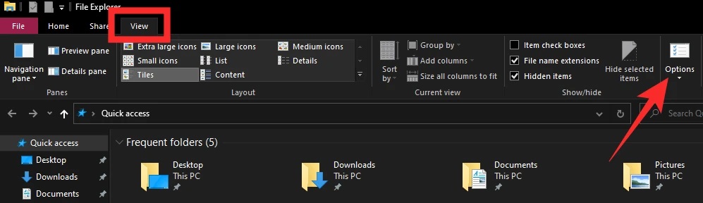 file explorer options