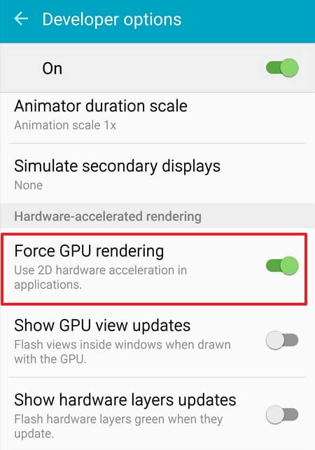 force gpu rendering