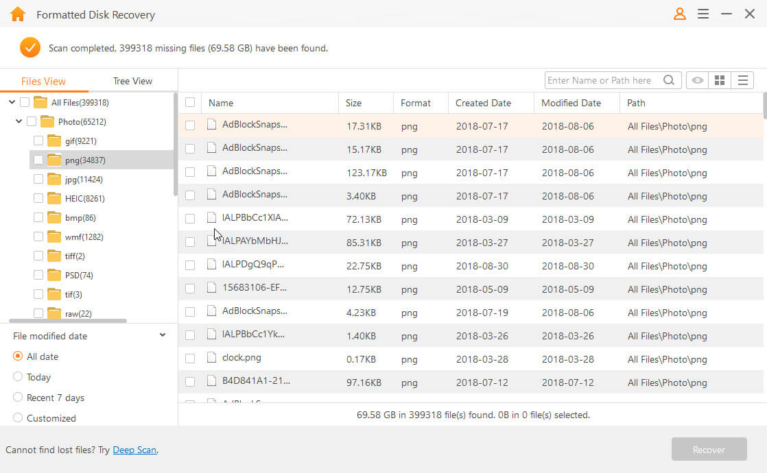 formatted disk recovery scan