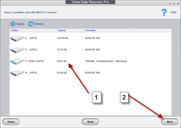 step of using icare data recovery