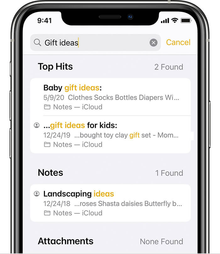 use notes search to recover missing notes on iPhone