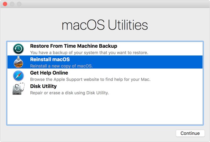 Mac Intel reinstall macOS in Recovery Mode