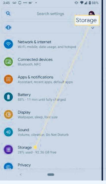 manage storage on android