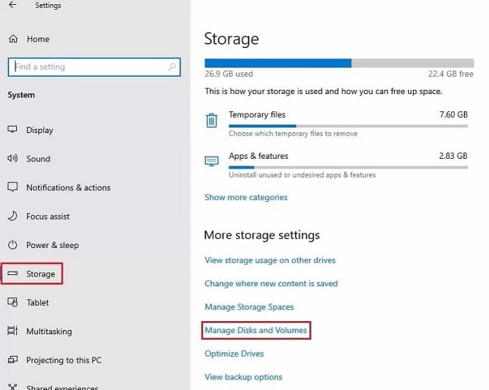 manage disks and volumes