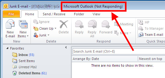 Outlook not responding