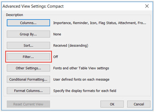 locate filter option