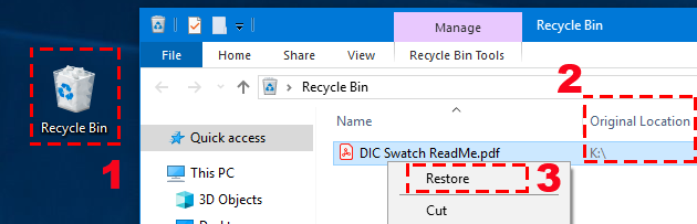 recover deleted PDF file from recycle bin