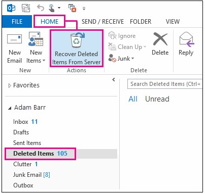 recover deleted contacts outlook recoverable itmes