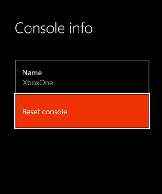 reset xbox console