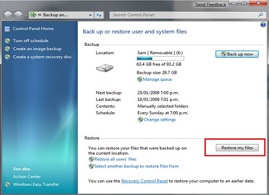 restore my files