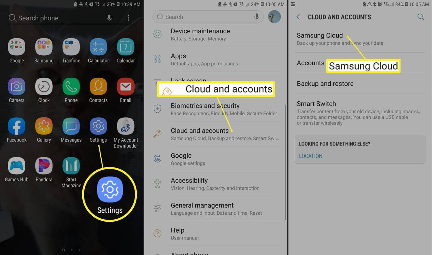 samsung cloud and accounts
