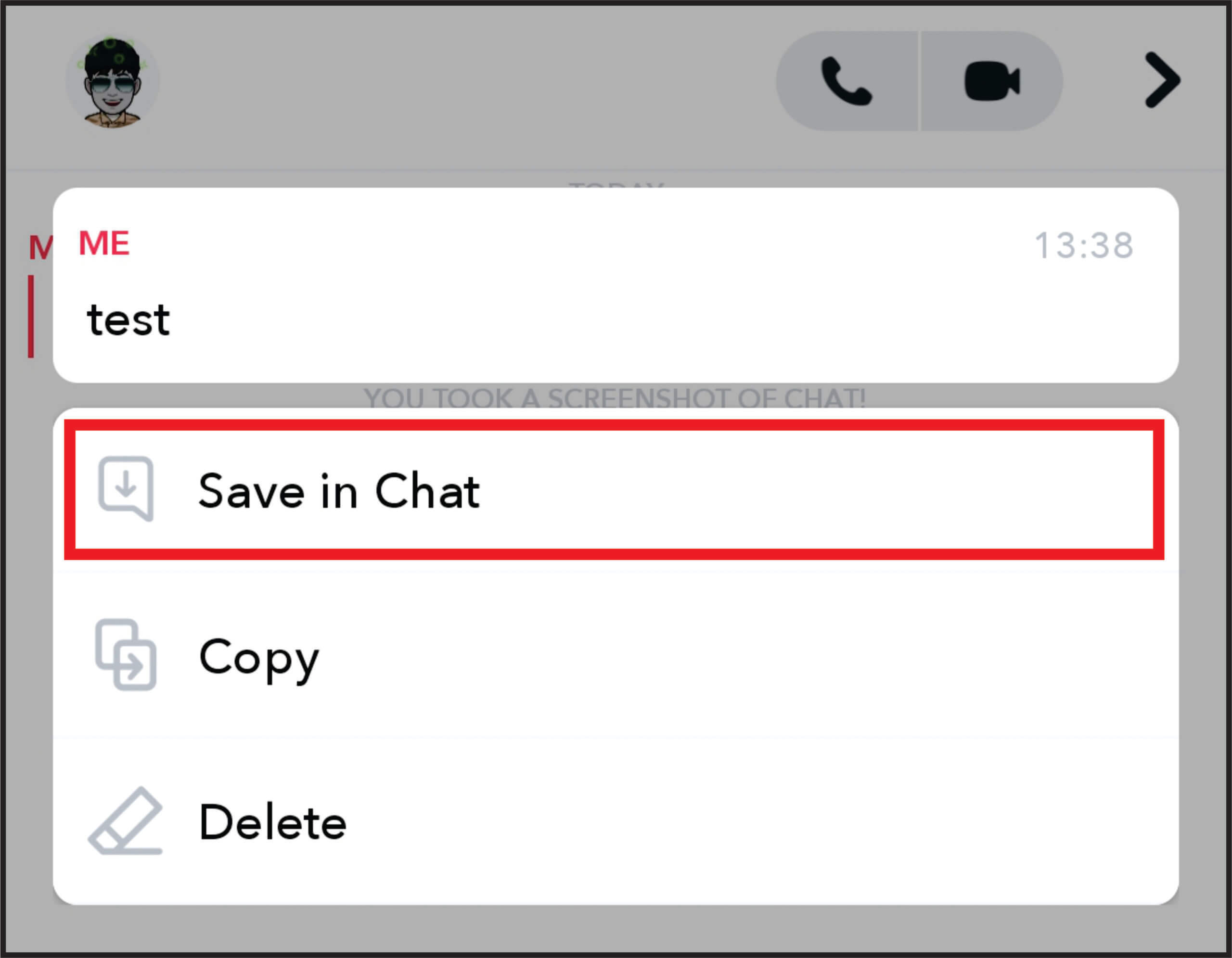 save Snapchat message directly on iPhone