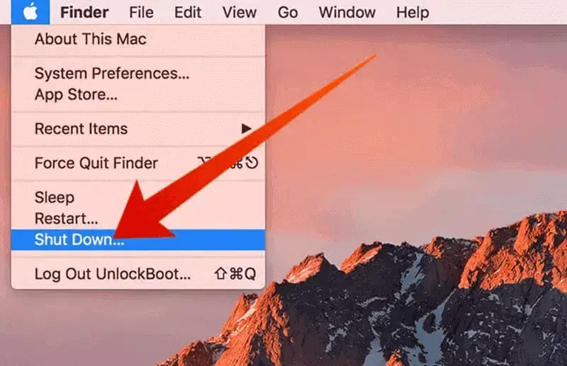 shut down mac
