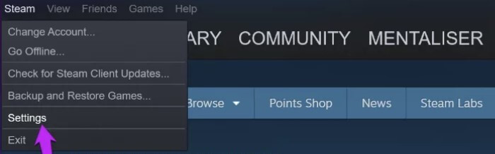 steam settings