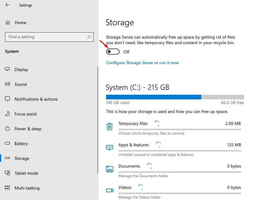 storage sense