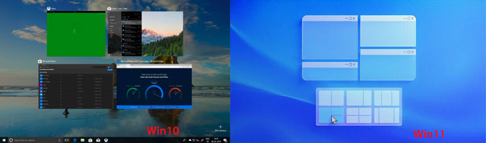 Windows 10 snap out vs Windows 11 snap out