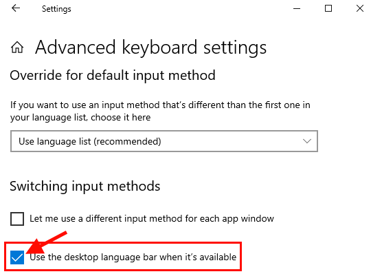 advanced keyboard settings tick