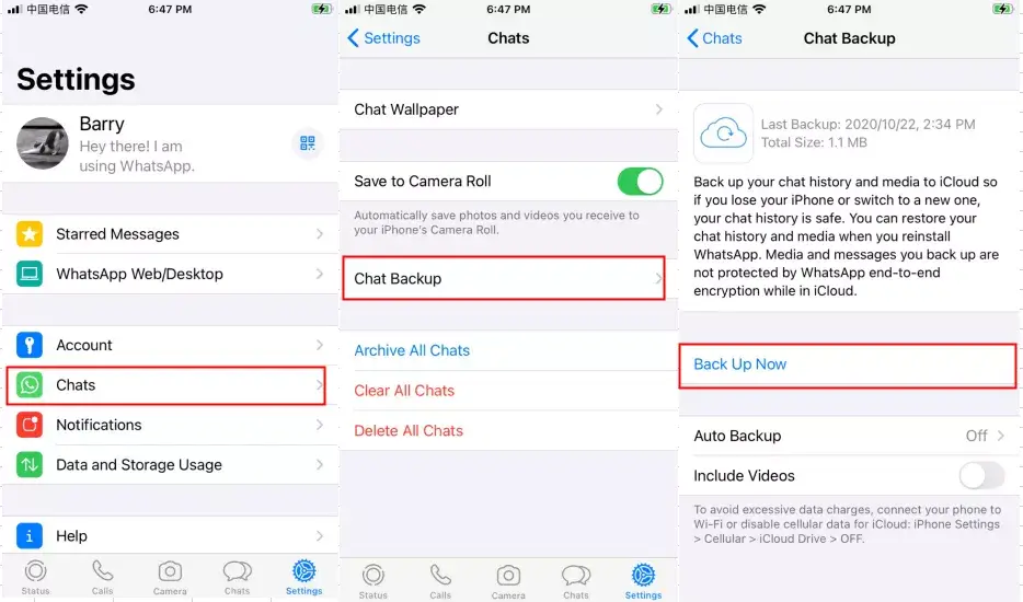 check whatsapp backup