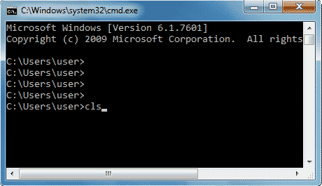 use cls command to clear cmd