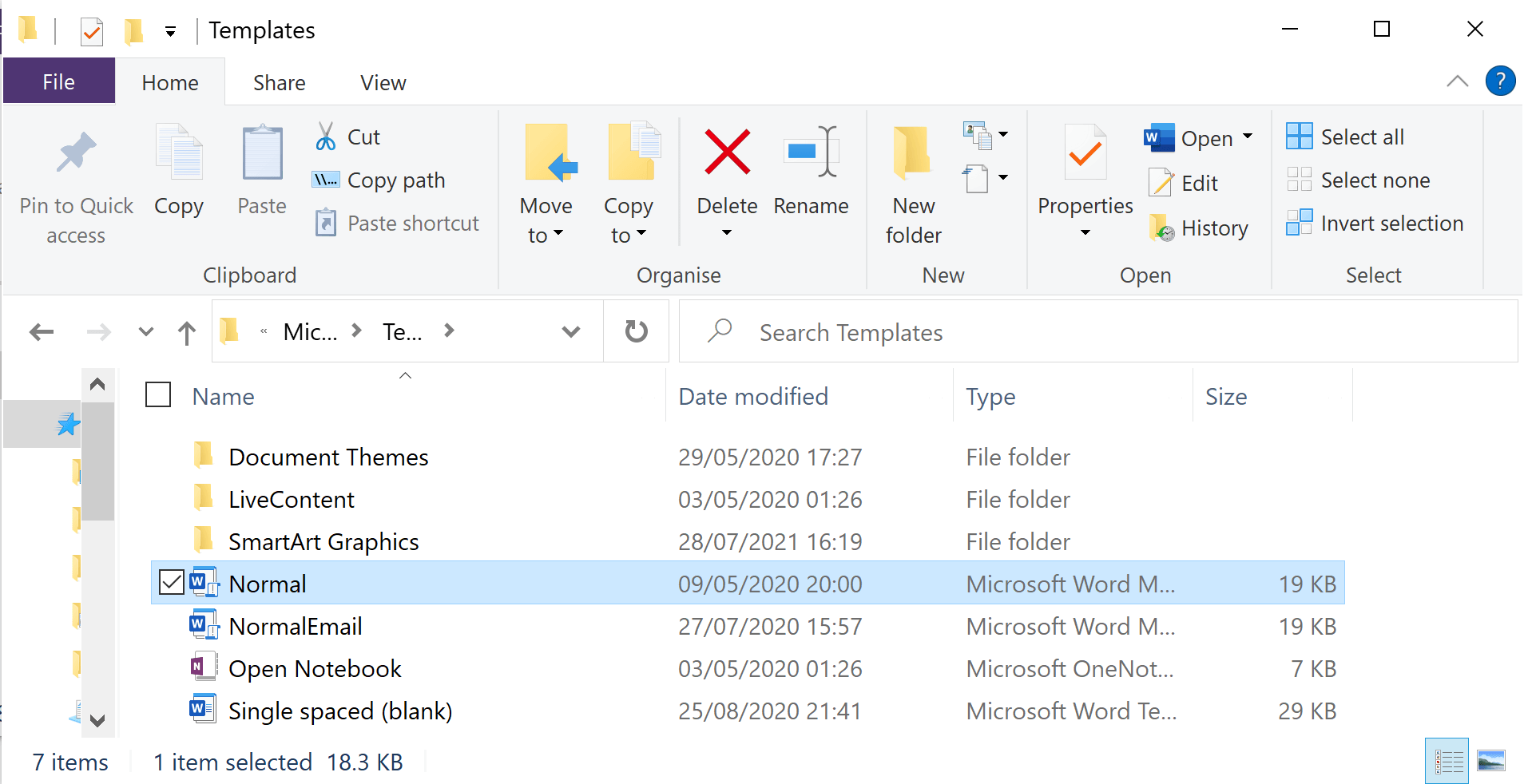 Delete the Normal file