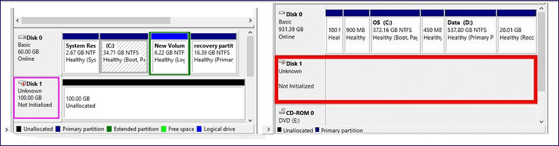 disk-unknown-not-initialized