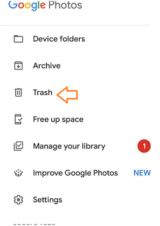   Google photos library trash
