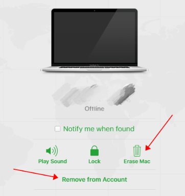 erase Mac and remove from account