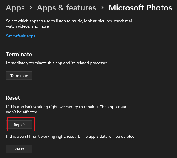 microsoft photos repair