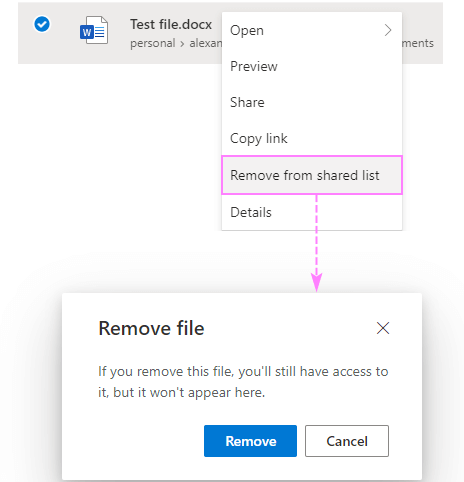 remove shared file