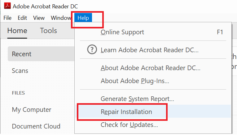 repair Adobe installation