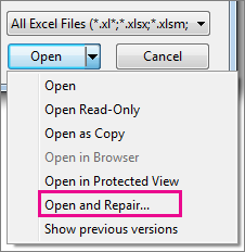 Repair Corrupted Excel Files with Open and Repair Tool