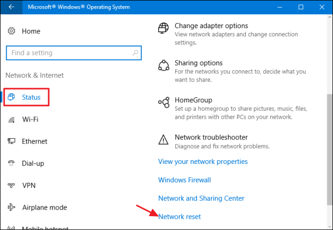 reset network settings