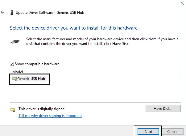 select generic usb hub