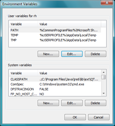 set TEMP environment variable