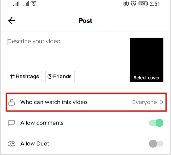 share tiktok video in public