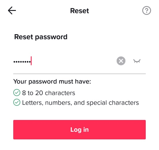 successfully reset tiktok password