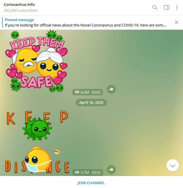 Telegram channel about coronavirus updates