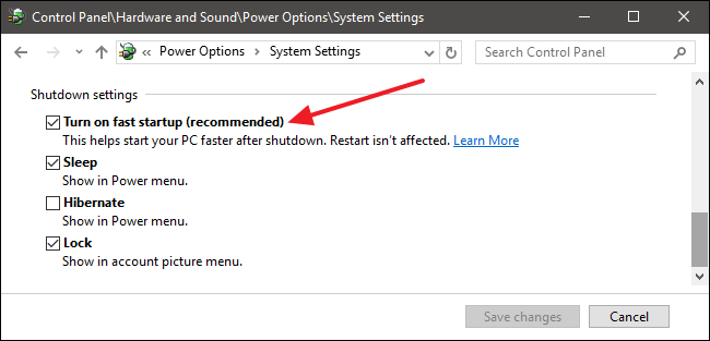turn off fast startup