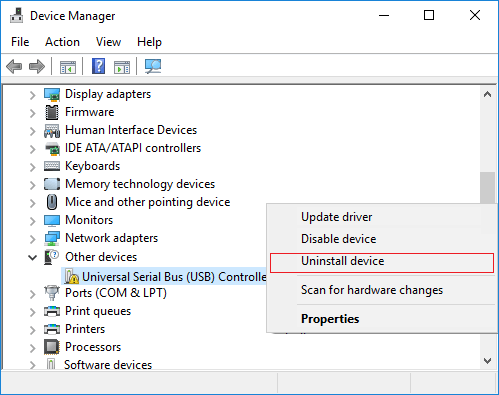 uninstall device