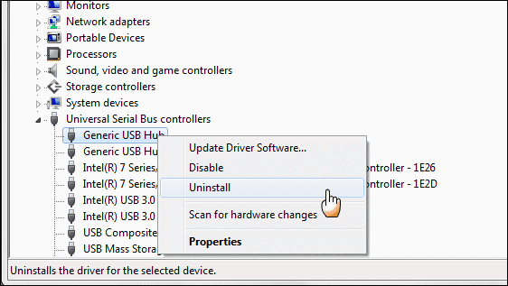 uninstall usb controller