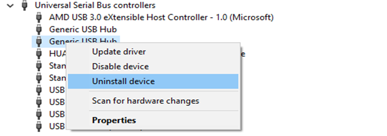 uninstall usb device