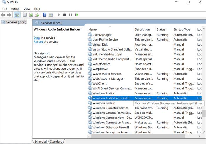 windows audio endpoint builder